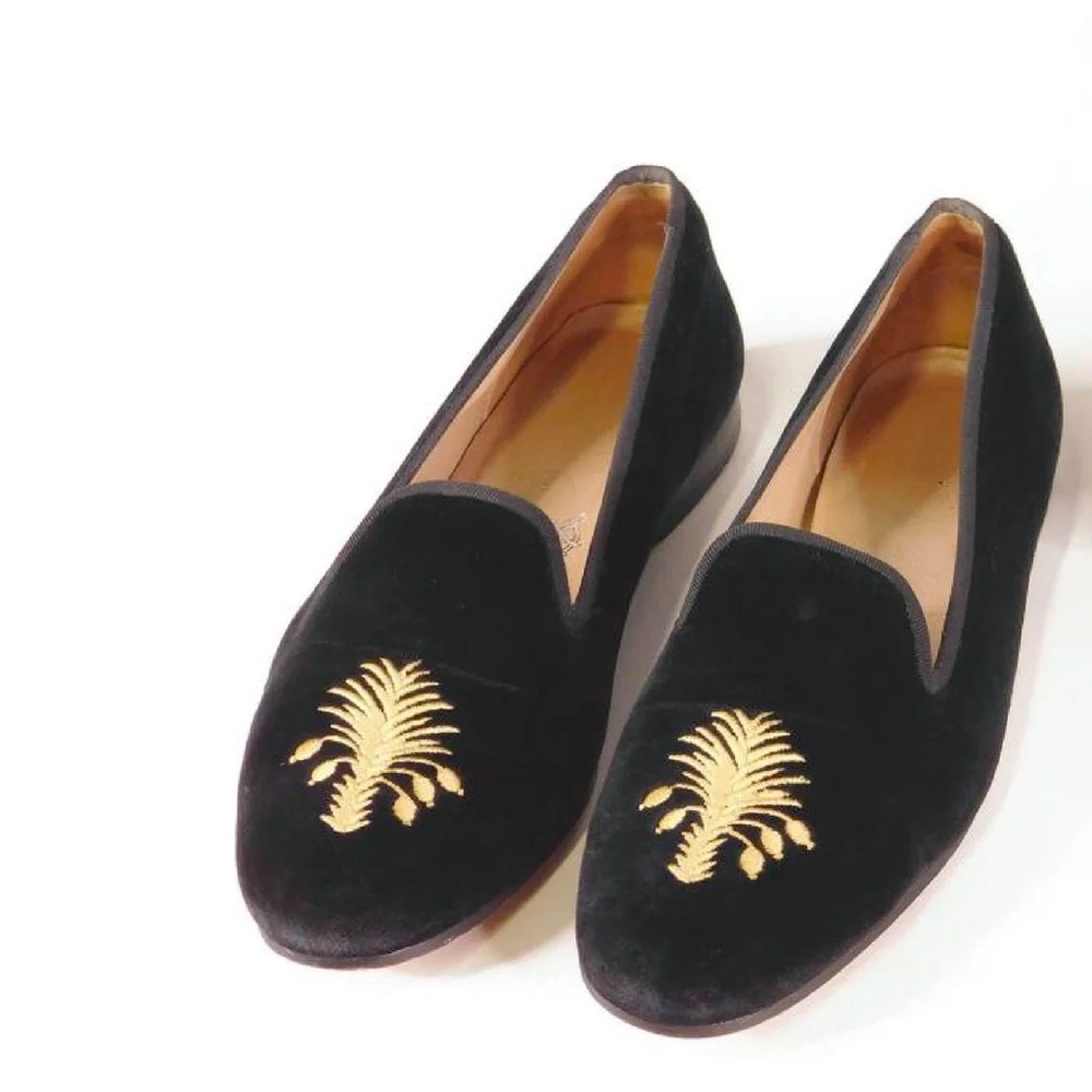 Women’s Stubbs & Wootton Nuts Black Velvet Flats Size 7 Original Retail $575